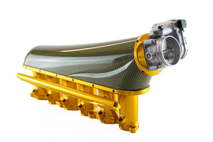 toyota 2JZ GTE intake manifold kevlar gold anodising from CPC manufacturing.  